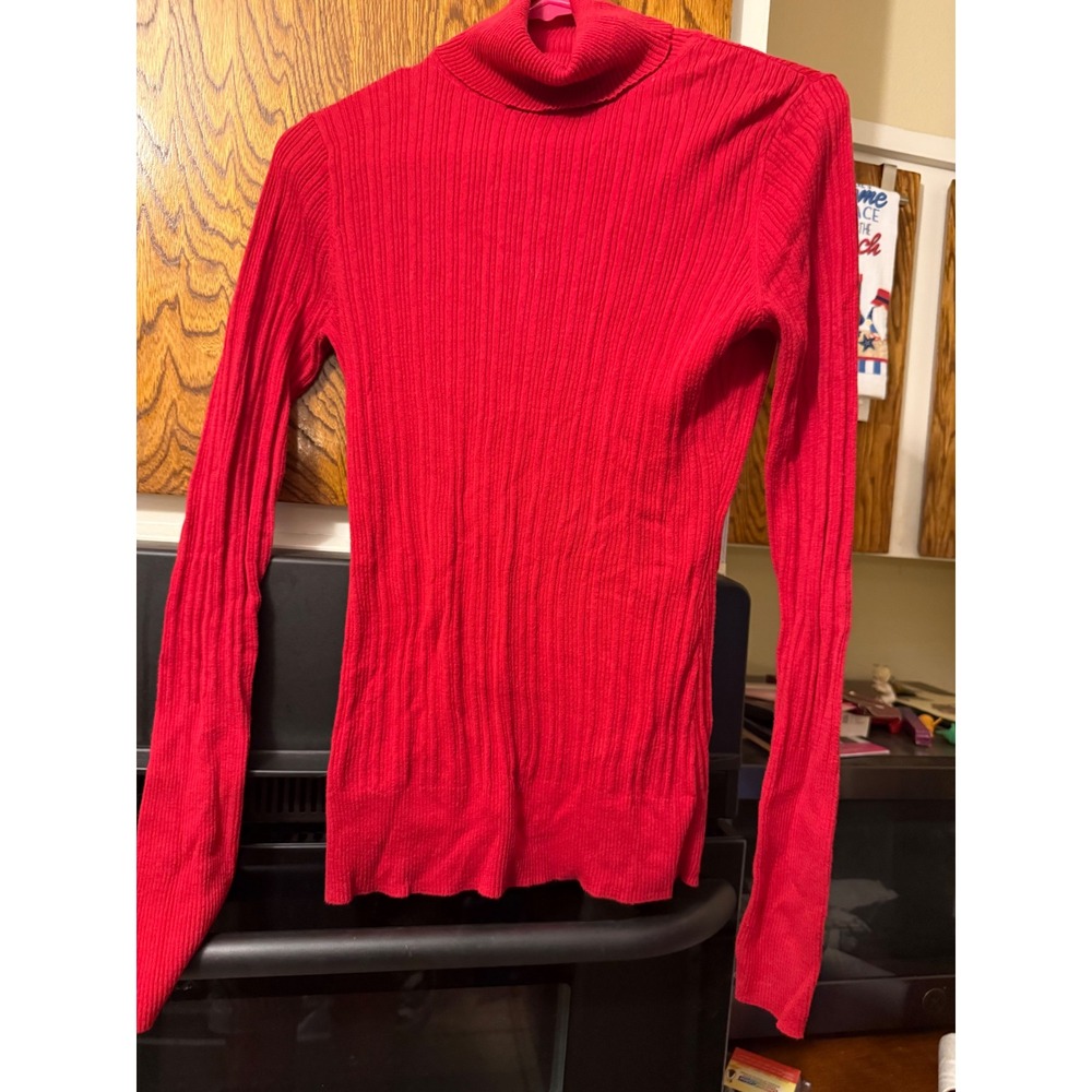 Red Camel Womens Red Ribbed Turtleneck‎ Sweater 100% Cotton Long Sleeve XL